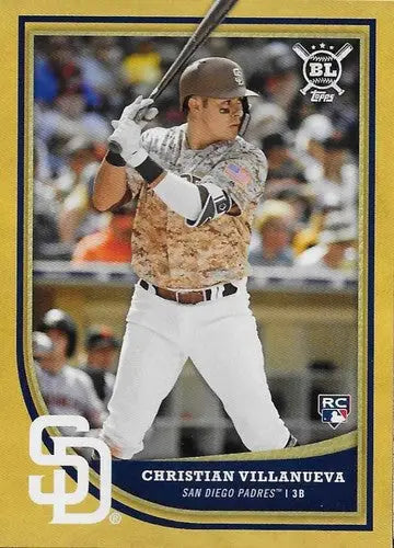 Original gloss baseball card from Topps Big League Gold series featuring Christian Villanueva