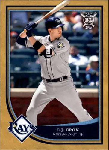 Original gloss 2018 Topps Big League Gold C.J. Cron baseball card for Rays collection