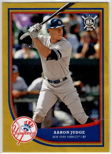 Aaron Judge baseball card with gold border parallel from 2018 Topps Big League