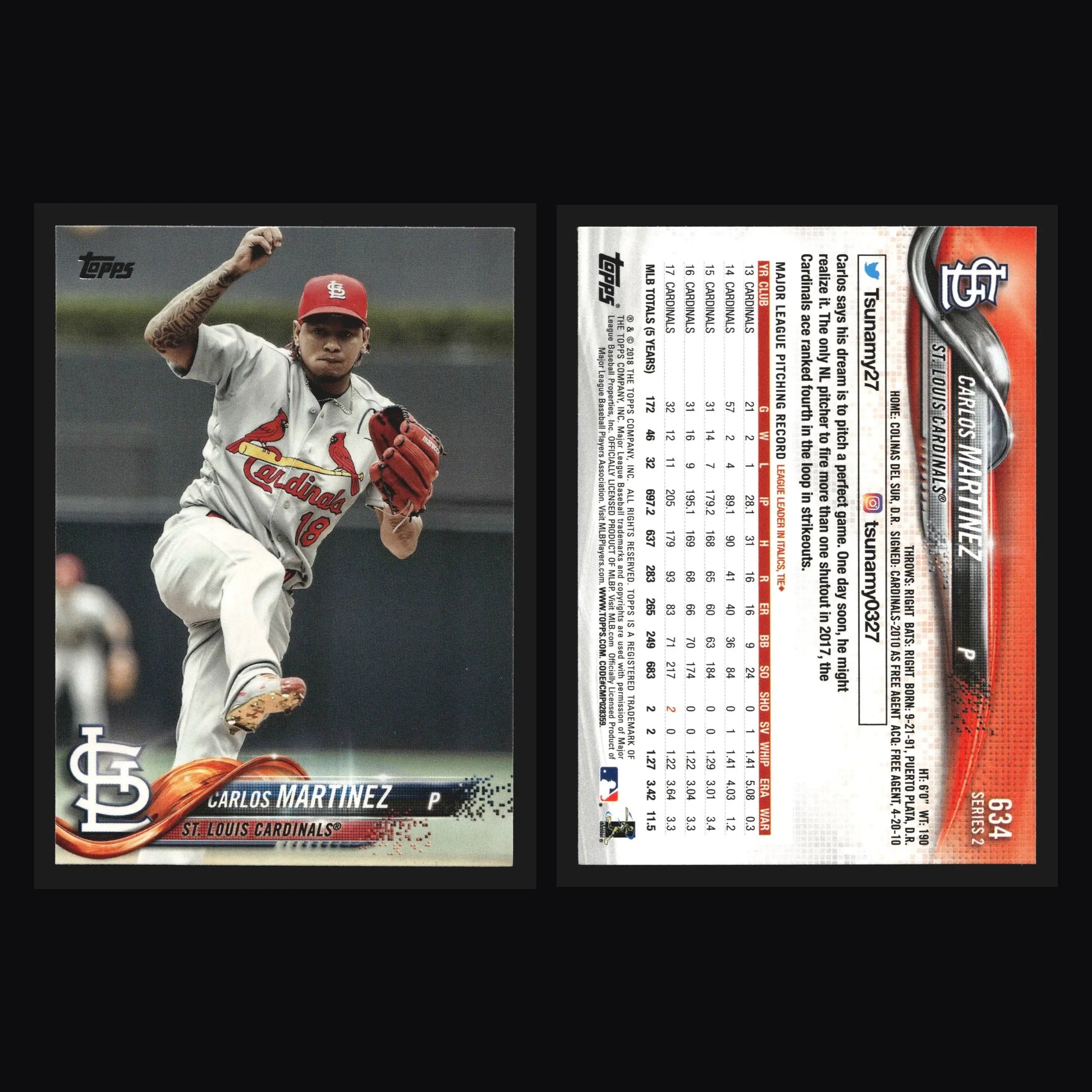2018 Topps Carlos Martinez #634 St. Louis Cardinals - Baseball Card Single