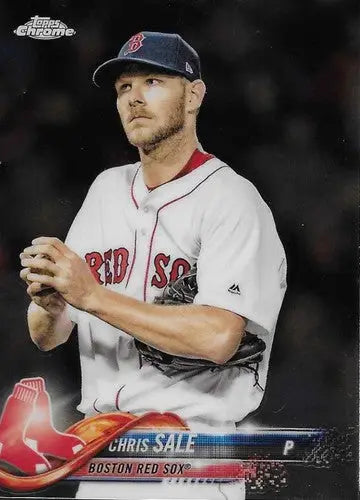 2018 Topps Chrome Chris Sale baseball card with original gloss, Red Sox collectible