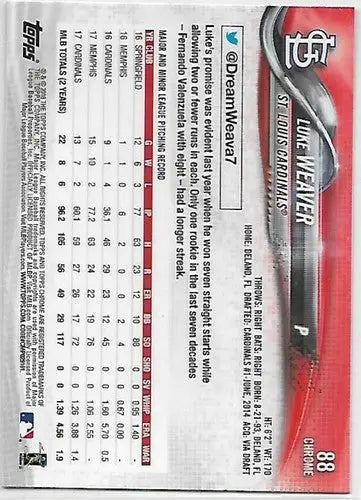 2018 Topps Chrome Refractors Prism Luke Weaver baseball card with original gloss
