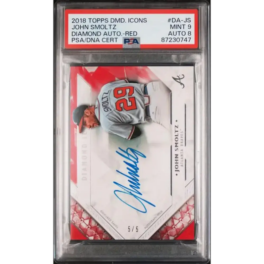 2018 Topps Diamond Icons Red #DA-JS John Smoltz PSA 9 MINT Auto 5/5 Atlanta Braves Baseball Card - Baseball Card Single