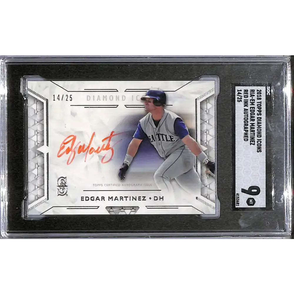 2018 Topps Diamond Icons Red Ink #RIA-EM Edgar Martinez SGC 9 MINT Auto 14/25 Seattle Mariners - Baseball Card Single
