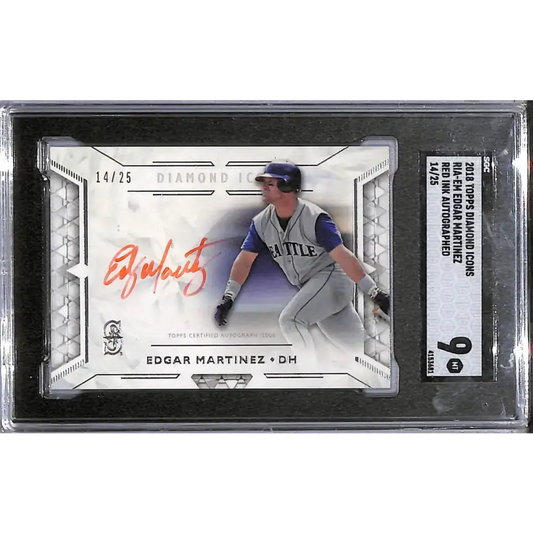 2018 Topps Diamond Icons Red Ink #RIA-EM Edgar Martinez SGC 9 MINT Auto 14/25 Seattle Mariners - Baseball Card Single