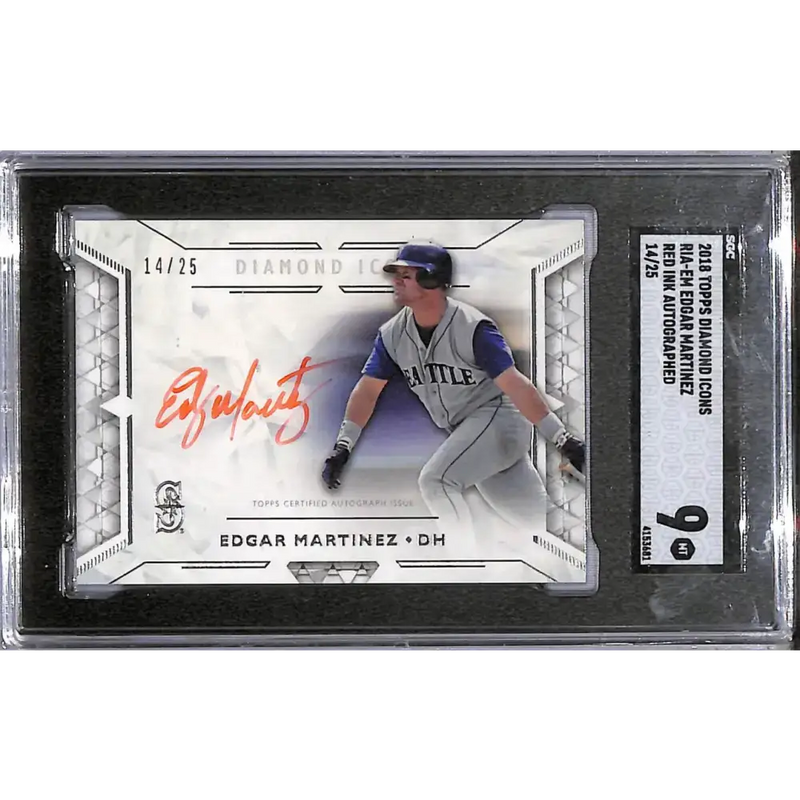 2018 Topps Diamond Icons Red Ink #RIA-EM Edgar Martinez SGC 9 MINT Auto 14/25 Seattle Mariners - Baseball Card Single