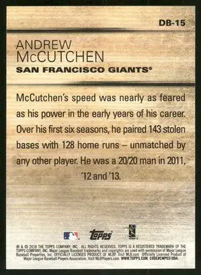 2018 Topps Don’t Blink Andrew McCutchen #DB-15 Baseball - Baseball Card Single