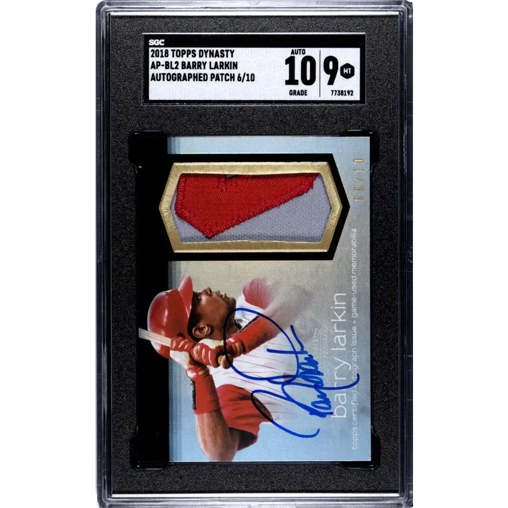 2018 Topps Dynasty Patches Barry Larkin SGC 9 MINT MEM Auto 6/10 Cincinnati Reds Baseball Card - Baseball Card Single