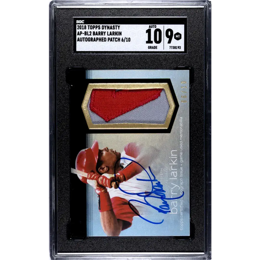 2018 Topps Dynasty Patches Barry Larkin SGC 9 MINT MEM Auto 6/10 Cincinnati Reds Baseball Card - Baseball Card Single