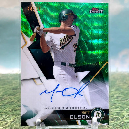 2018 Topps Finest Matt Olson Auto Autograph Green Wave #/99 Athletics