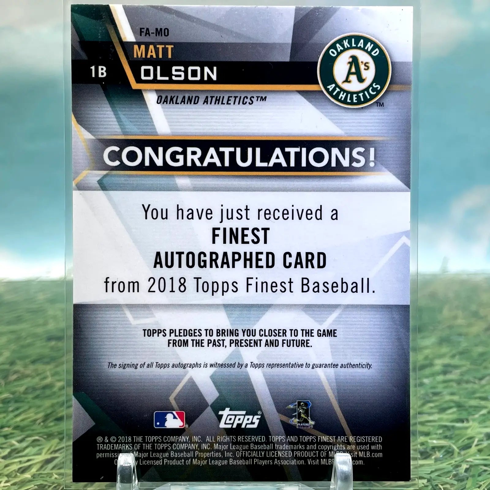 2018 Topps Finest Matt Olson Auto Autograph Green Wave #/99 Athletics