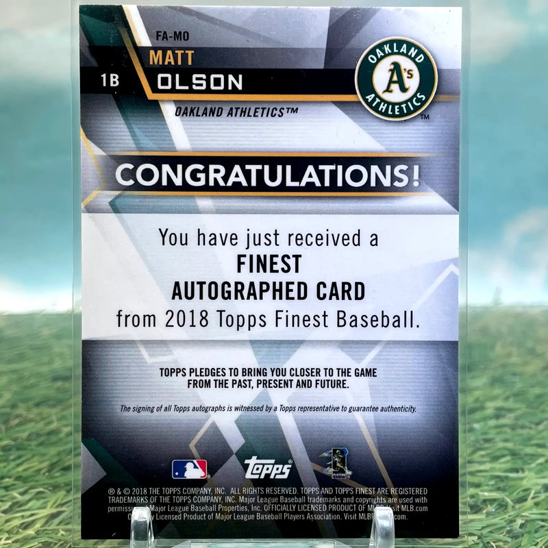 2018 Topps Finest Matt Olson Auto Autograph Green Wave #/99 Athletics