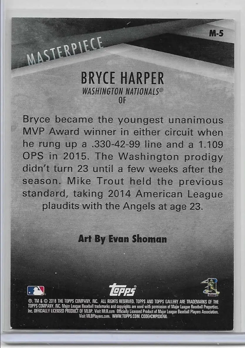 2018 Topps Gallery - Masterpiece Bryce Harper #M-5 (C-46) - Baseball Card Single