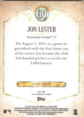 2018 Topps Gypsy Queen #95 Jon Lester NM-MT Cubs - Baseball Card Single
