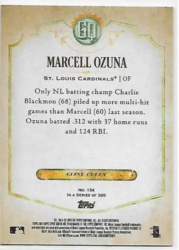 2018 Topps Gypsy Queen Marcell Ozuna baseball card with original gloss and vibrant design