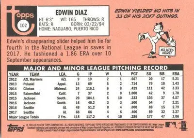 2018 Topps Heritage #102 Edwin Diaz NM-MT Mariners ID:9326 - Baseball Card Single
