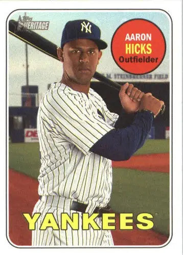 2018 Topps Heritage #138 Aaron Hicks NM-MT Yankees - Baseball Card Single