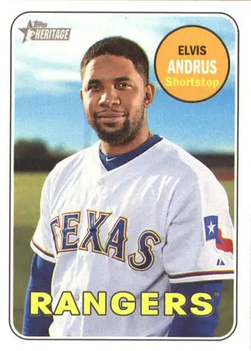 Original gloss Elvis Andrus baseball card from Topps Heritage 2018 NM-MT Rangers