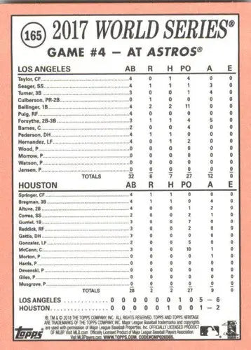 2018 Topps Heritage #165 Game 4 NM-MT Dodgers - Baseball Card Single