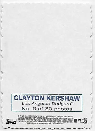 2018 Topps Heritage 1969 Topps Deckle Edge #6 Clayton Kershaw NM-MT Dodgers - Baseball Card Single