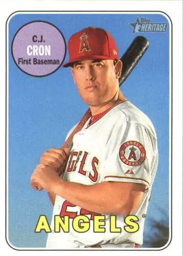 Original gloss C.J. Cron baseball card from Topps Heritage 2018 NM-MT Angels