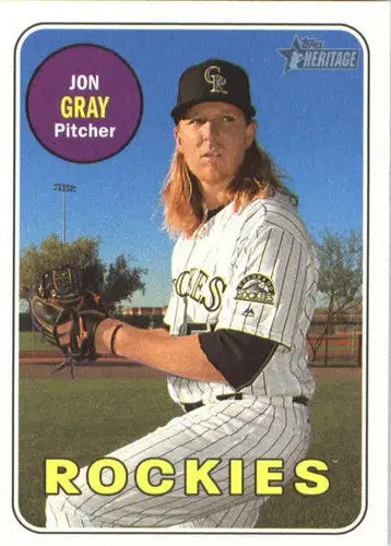 Original gloss of Jon Gray Baseball Card from Topps Heritage 2018 Rockies series