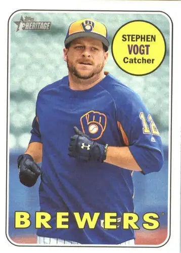 2018 Topps Heritage #49 Stephen Vogt NM-MT Brewers ID:9276 - Baseball Card Single