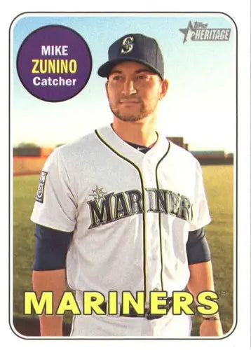 2018 Topps Heritage Mike Zunino baseball card with original gloss Mariners NM-MT