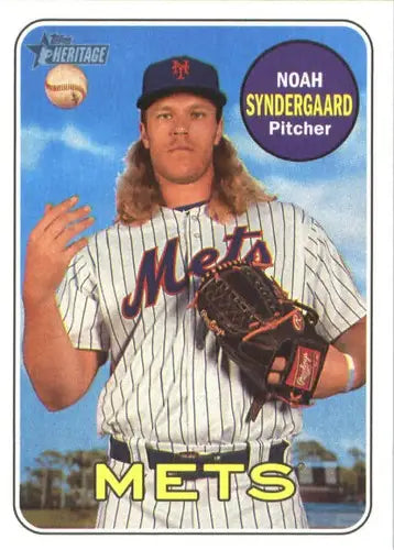 Original gloss of Noah Syndergaard baseball card from Topps Heritage Mets series
