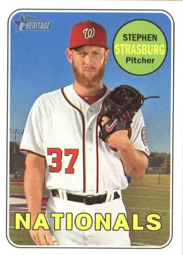 2018 Topps Heritage #92 Stephen Strasburg NM-MT Nationals - Baseball Card Single