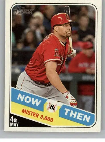 Baseball trading card featuring Albert Pujols in a red uniform from Topps Heritage High