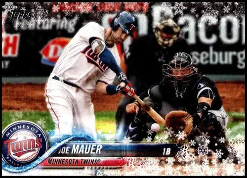 Original gloss baseball trading card featuring Joe Mauer from 2018 Topps Holiday HMW109