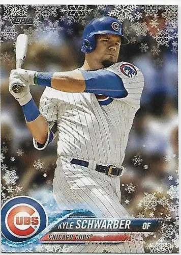 Original gloss 2018 Topps Holiday HMW139 Kyle Schwarber baseball card featuring Cubs