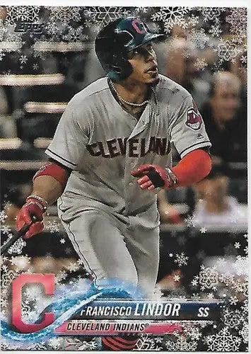Original gloss 2018 Topps Holiday HMW154 Francisco Lindor Indians baseball card