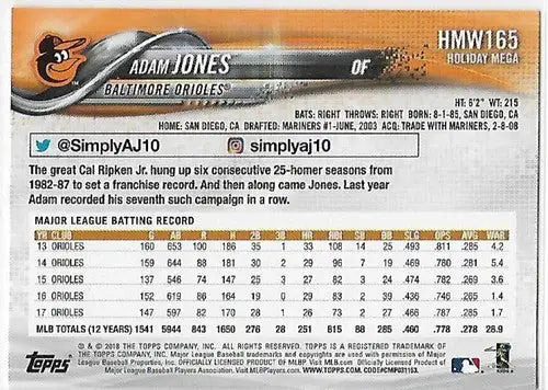 2018 Topps Holiday #HMW165 Adam Jones NM-MT Orioles - Baseball Card Single