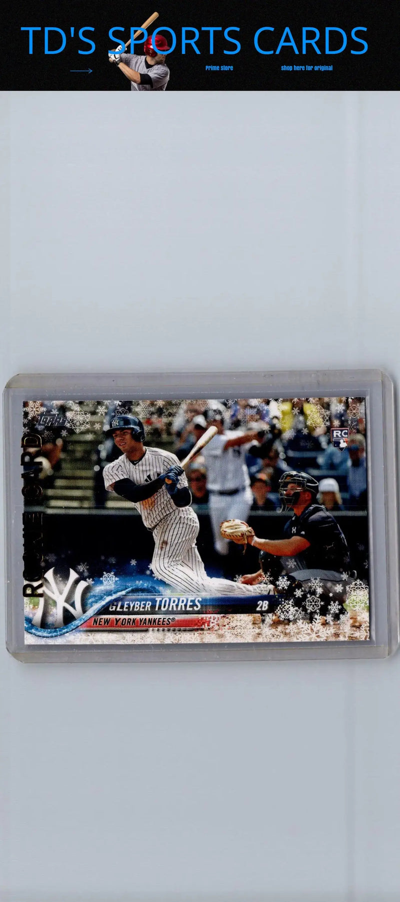 Baseball card of Gleyber Torres from 2018 Topps Holiday HMW182 collection