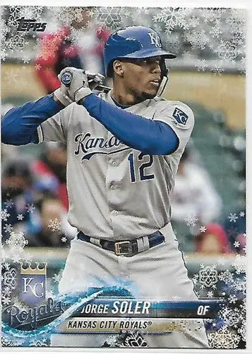 Original gloss 2018 Topps Holiday Jorge Soler baseball card featuring Royals team