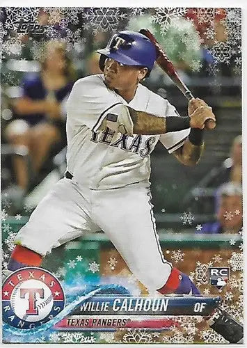 Official 2018 Topps Holiday HMW27 Willie Calhoun rookie baseball card with original gloss