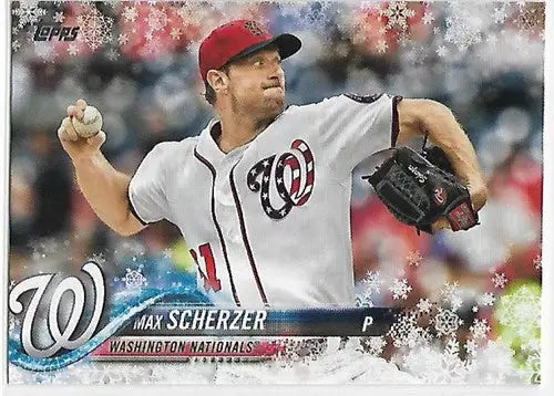 Original gloss 2018 Topps Holiday HMW46 Max Scherzer Nationals baseball card image