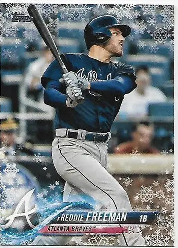 Baseball trading card of Freddie Freeman from 2018 Topps Holiday HMW75 Braves
