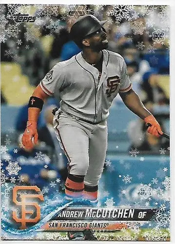 Baseball card featuring Andrew McCutchen from 2018 Topps Holiday #HMW79 with original gloss