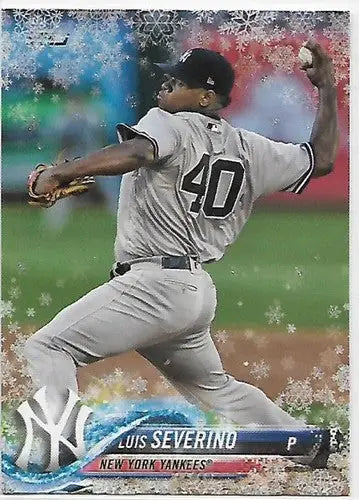 Original gloss of Luis Severino baseball card from 2018 Topps Holiday Snowflake series