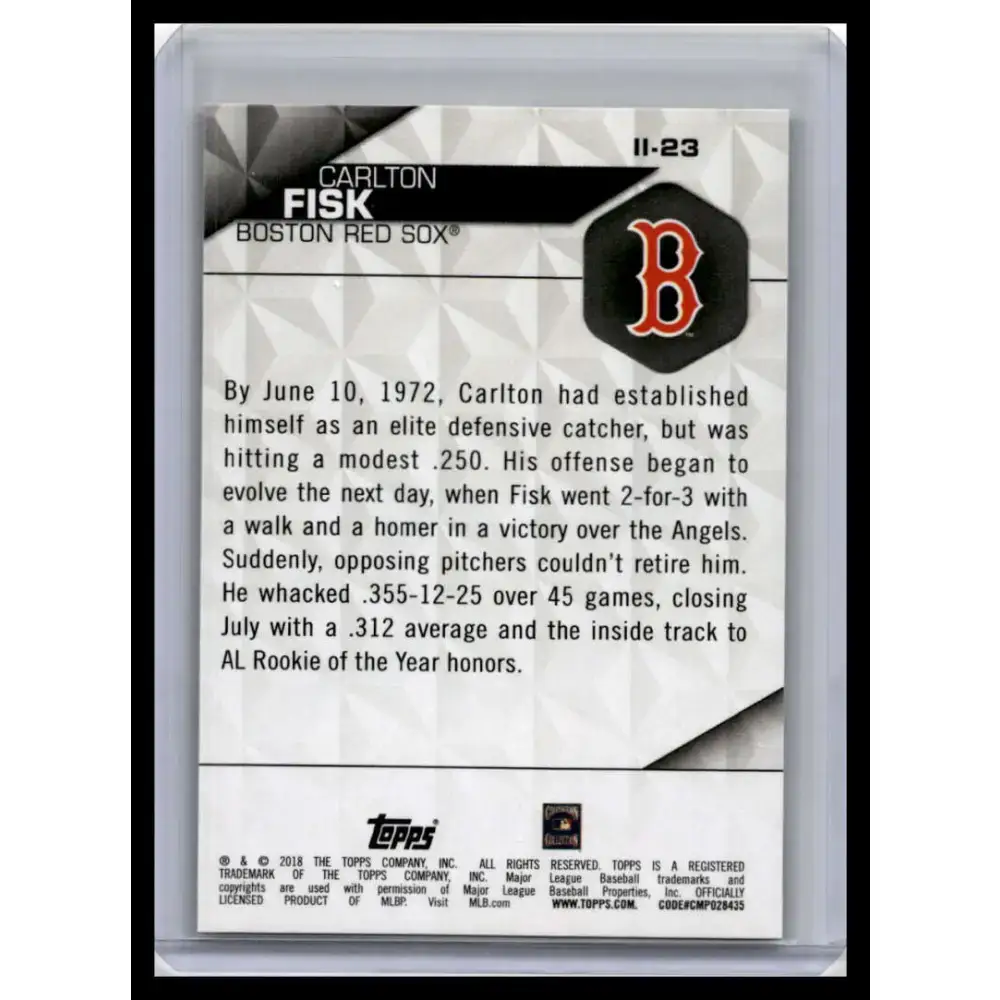 2018 Topps #II-23 Carlton Fisk NM-MT Boston Red Sox Baseball Card - Baseball Card Single