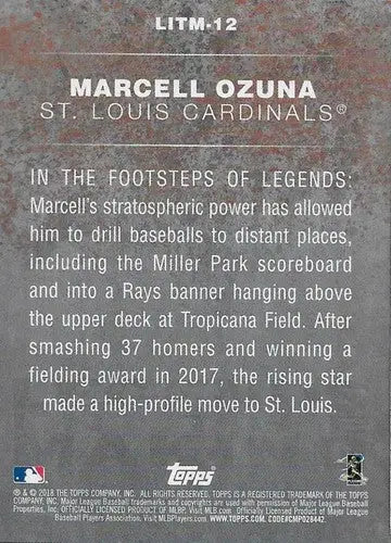 2018 Topps Legends in the Making #LITM-12 Marcell Ozuna NM-MT Cardinals - Baseball Card Single