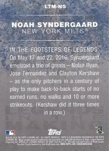 Baseball trading card of Noah Syndergaard from Topps Legends in original gloss
