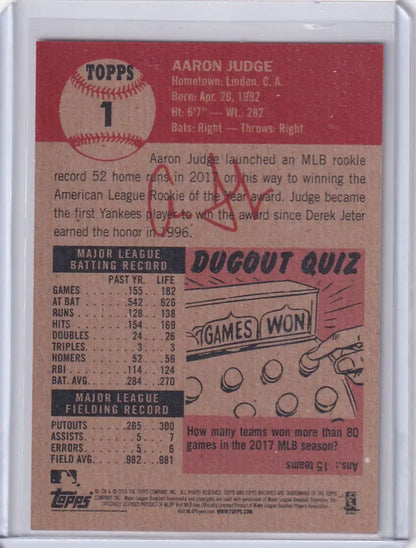 2018 Topps Living #1 Aaron Judge - New York Yankees