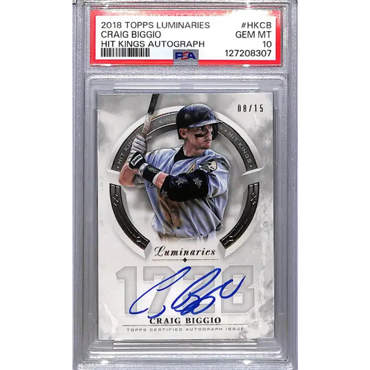 2018 Topps Luminaries Hit Kings #HK-CB Craig Biggio PSA 10 GEM MINT Auto 8/15 Houston Astros - Baseball Card Single