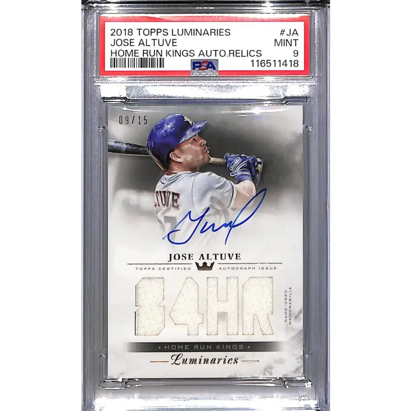 2018 Topps Luminaries Home Run Kings #HRKR-JA Jose Altuve PSA 9 MINT MEM Auto 9/15 Houston Astros - Baseball Card Single