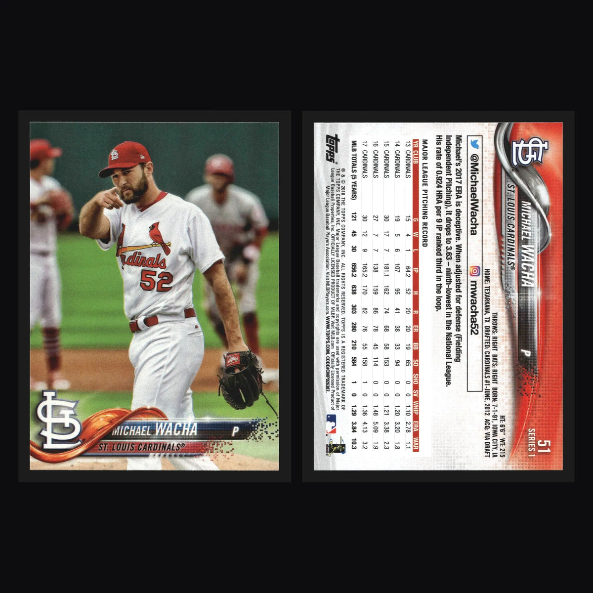 2018 Topps Michael Wacha #51 St. Louis Cardinals - Baseball Card Single