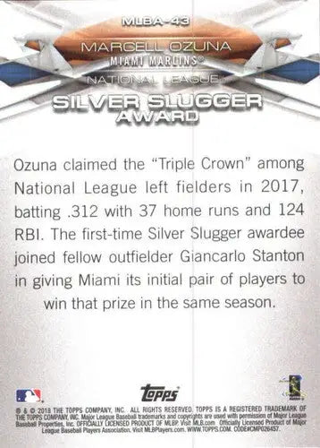 2018 Topps MLB Awards #MLBA-43 Marcell Ozuna NM-MT Marlins - Baseball Card Single